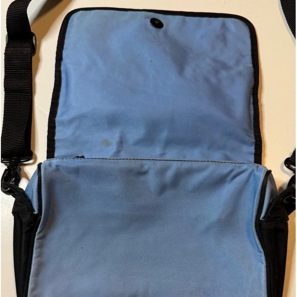 Vintage Polo Sport Messenger Bag Small Blue Black Nylon Crossbody 90s